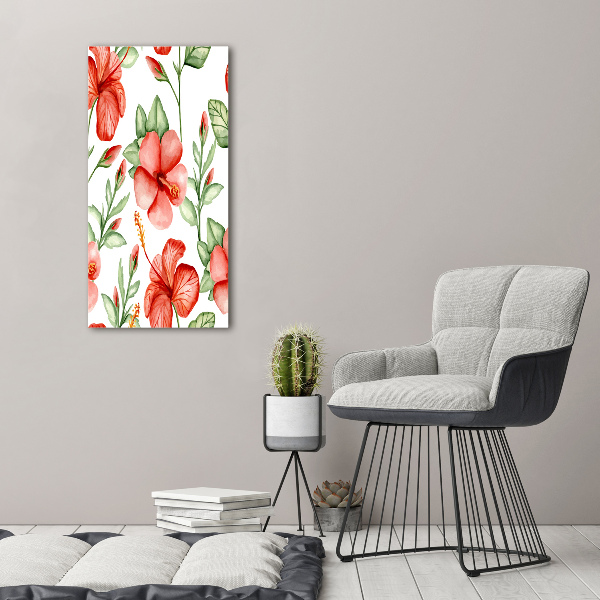 Verticaal schilderij op canvas Tropische bloemen