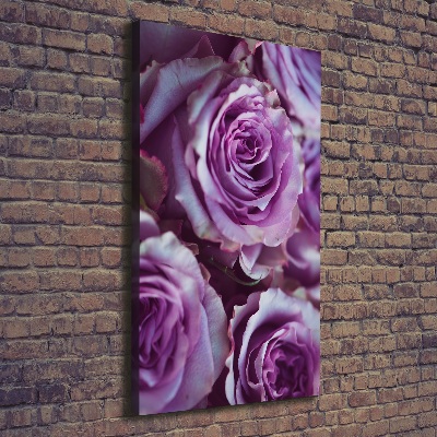 Verticaal schilderij op canvas Paarse rozen