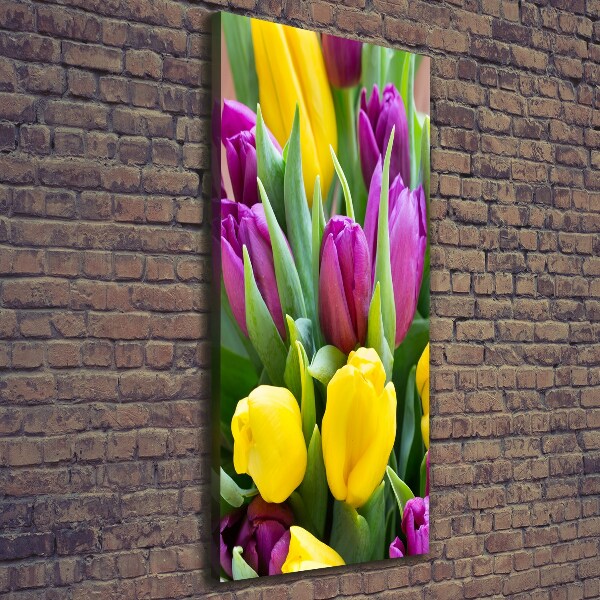 Verticale foto op canvas Kleurrijke tulpen