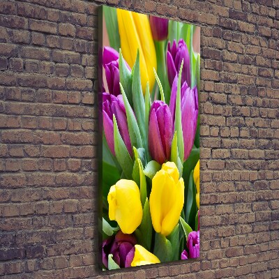 Verticale foto op canvas Kleurrijke tulpen