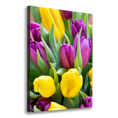 Verticale foto op canvas Kleurrijke tulpen