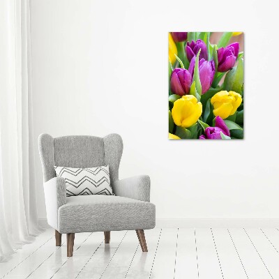 Verticale foto op canvas Kleurrijke tulpen