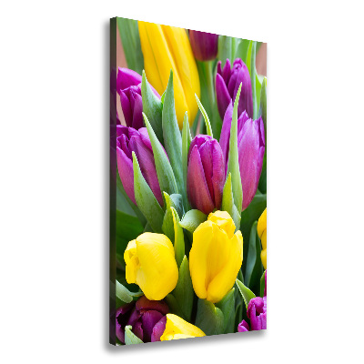 Verticale foto op canvas Kleurrijke tulpen