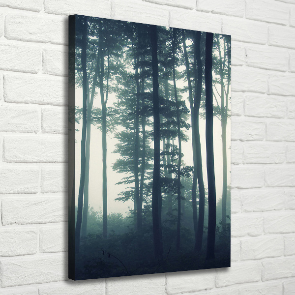 Verticaal schilderij op canvas Mist in het bos