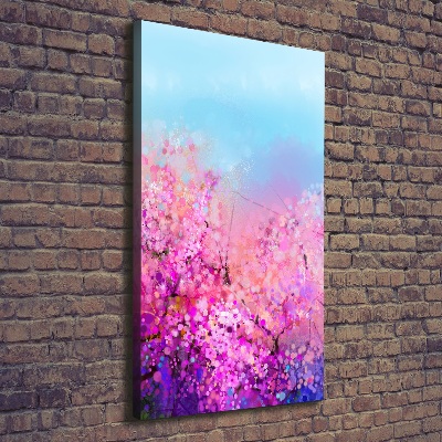 Verticaal canvasschilderij Kersenbloesems