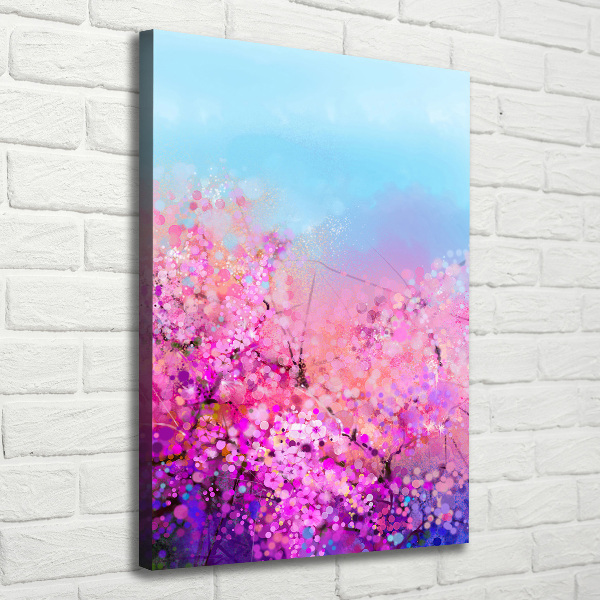 Verticaal canvasschilderij Kersenbloesems