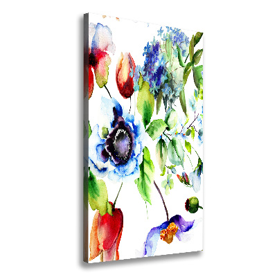 Verticaal schilderij op canvas Wilde bloemen