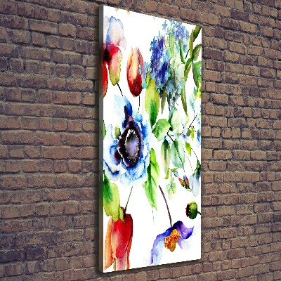 Verticaal schilderij op canvas Wilde bloemen