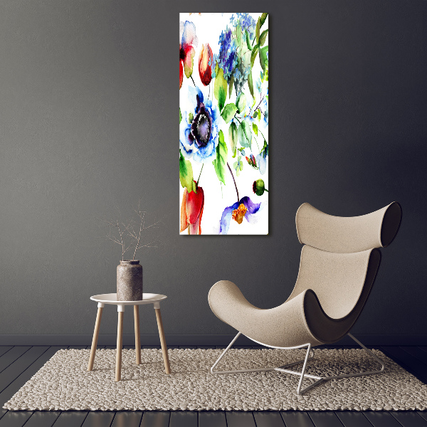 Verticaal schilderij op canvas Wilde bloemen