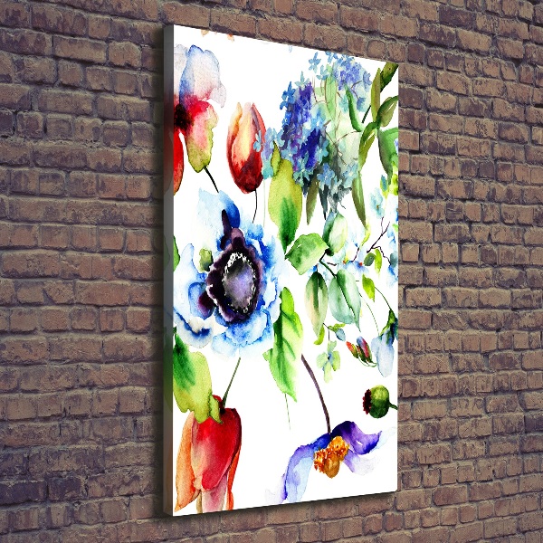 Verticaal schilderij op canvas Wilde bloemen