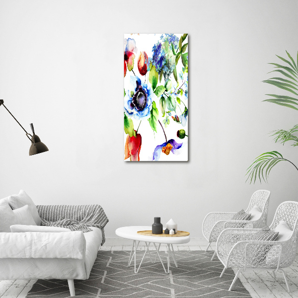 Verticaal schilderij op canvas Wilde bloemen