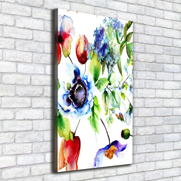 Verticaal schilderij op canvas Wilde bloemen