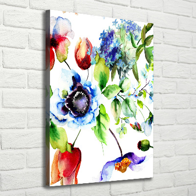 Verticaal schilderij op canvas Wilde bloemen