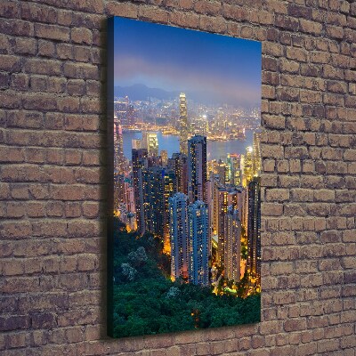 Verticale foto op canvas Hong Kong 's nachts
