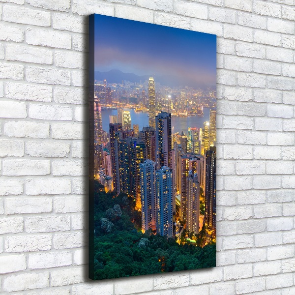 Verticale foto op canvas Hong Kong 's nachts