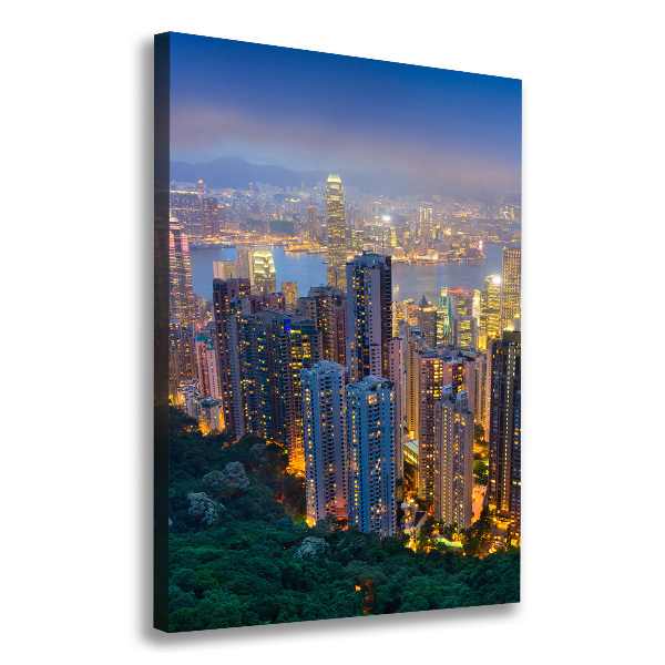 Verticale foto op canvas Hong Kong 's nachts