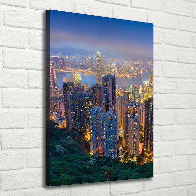 Verticale foto op canvas Hong Kong 's nachts
