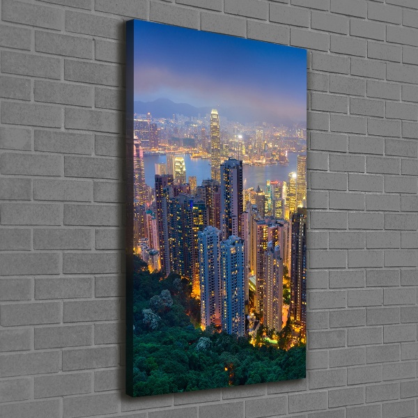 Verticale foto op canvas Hong Kong 's nachts