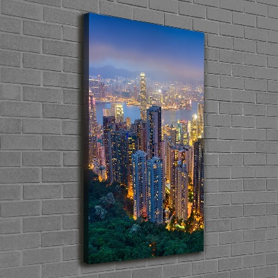 Verticale foto op canvas Hong Kong 's nachts