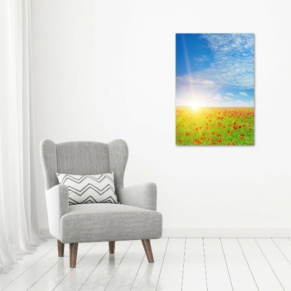 Verticale canvasfoto Klaprozenveld