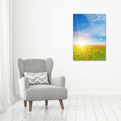 Verticale canvasfoto Klaprozenveld