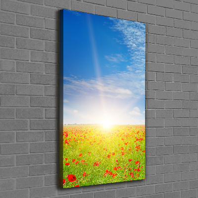 Verticale canvasfoto Klaprozenveld