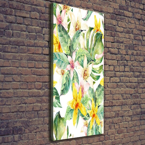 Verticaal schilderij op canvas Tropische bloemen