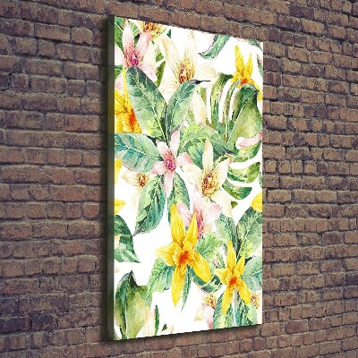 Verticaal schilderij op canvas Tropische bloemen