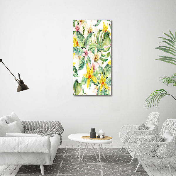 Verticaal schilderij op canvas Tropische bloemen