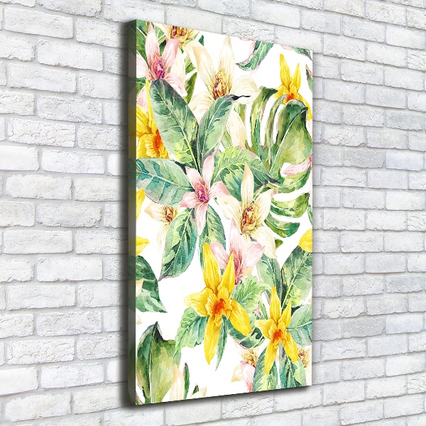 Verticaal schilderij op canvas Tropische bloemen