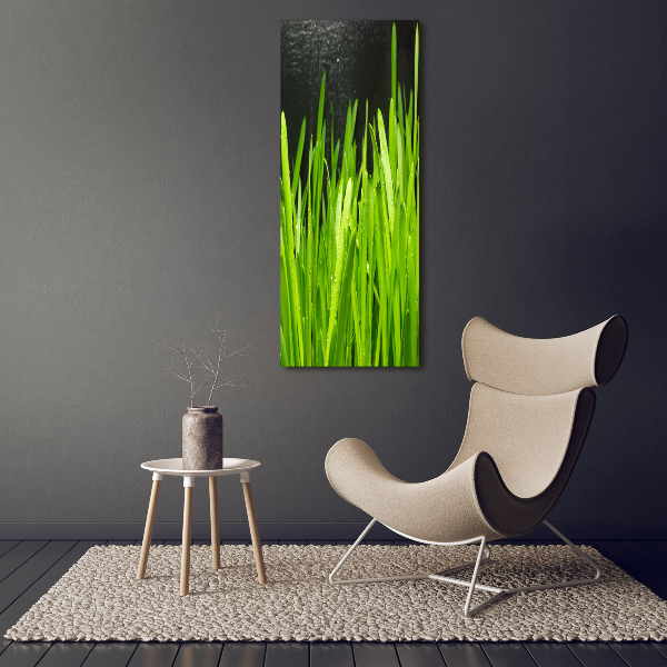 Verticaal canvasschilderij grassprieten