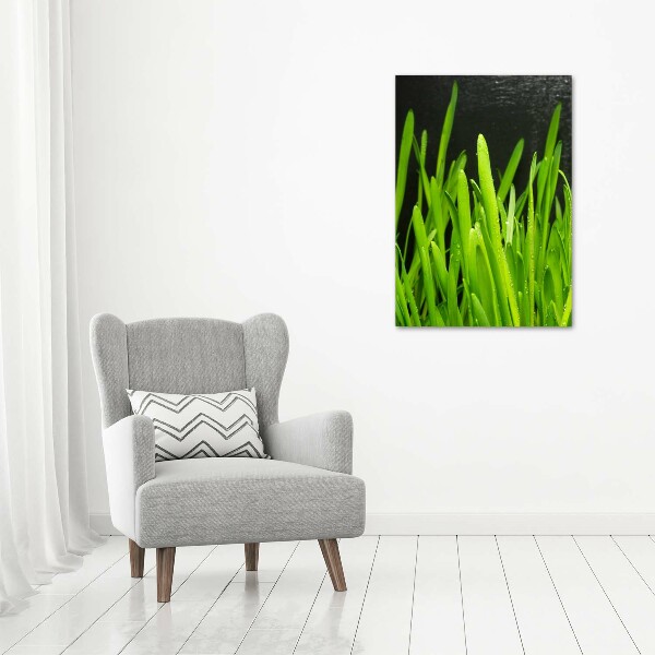 Verticaal canvasschilderij grassprieten