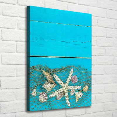 Verticaal schilderij op canvas Schelpen en zeesterren