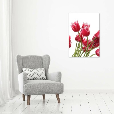 Verticale canvasfoto Rode tulpen
