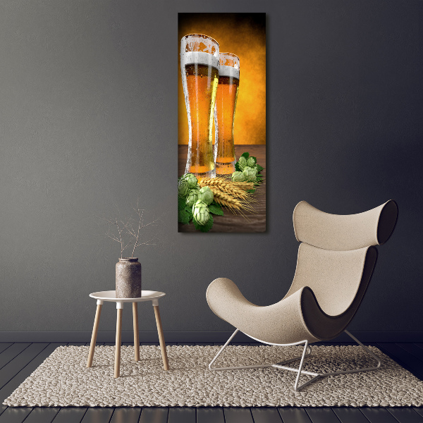 Verticaal schilderij op canvas Twee glazen bier