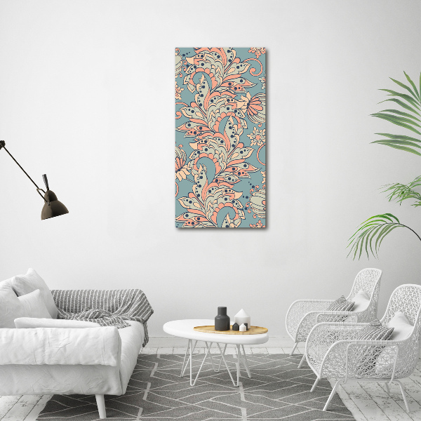 Verticaal canvasschilderij Etnische bloemen