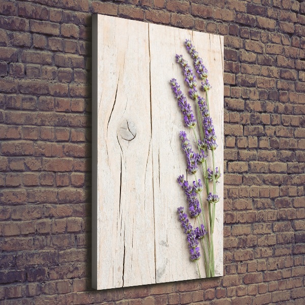 Verticale foto op canvas Lavendel op hout