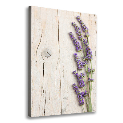 Verticale foto op canvas Lavendel op hout