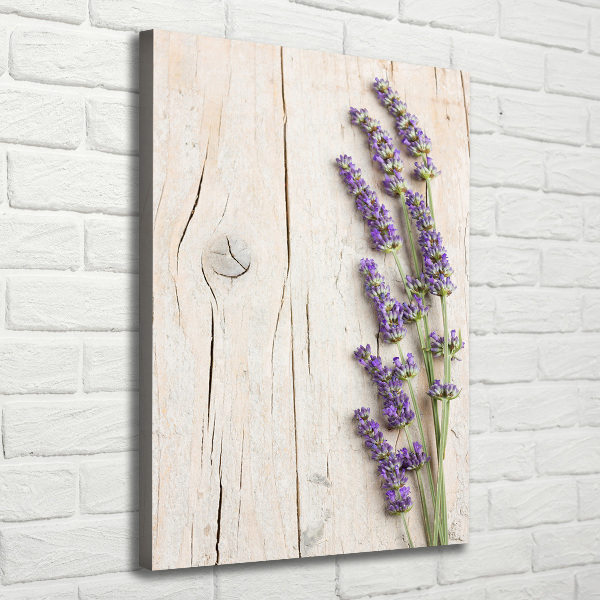 Verticale foto op canvas Lavendel op hout