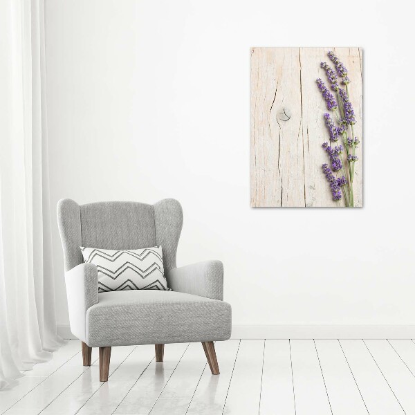 Verticale foto op canvas Lavendel op hout