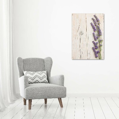 Verticale foto op canvas Lavendel op hout