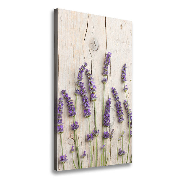 Verticale foto op canvas Lavendel op hout