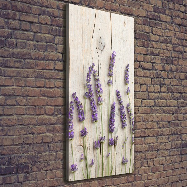 Verticale foto op canvas Lavendel op hout