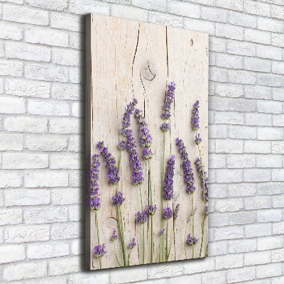 Verticale foto op canvas Lavendel op hout