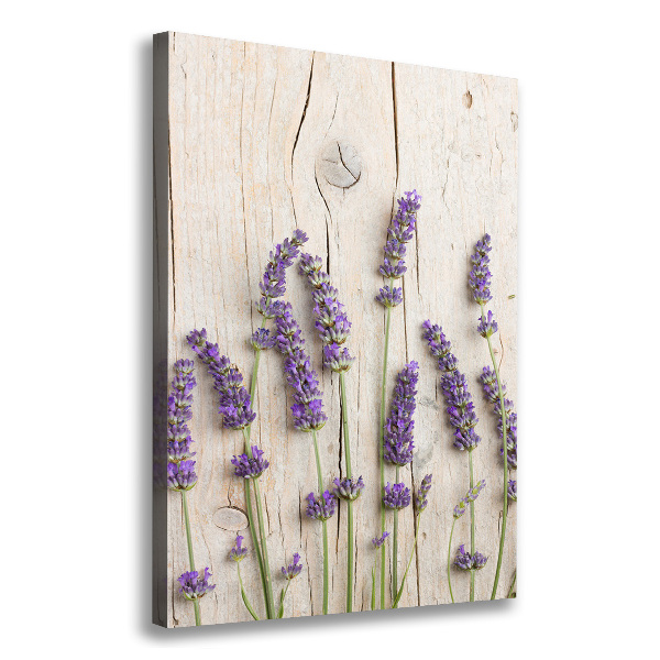 Verticale foto op canvas Lavendel op hout