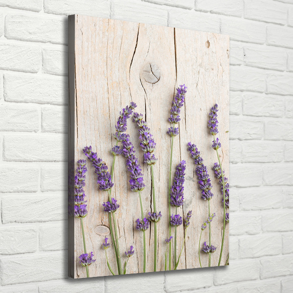 Verticale foto op canvas Lavendel op hout