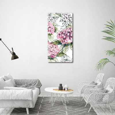 Verticaal schilderij op canvas Hortensia