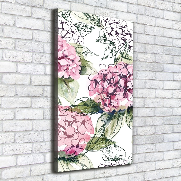 Verticaal schilderij op canvas Hortensia