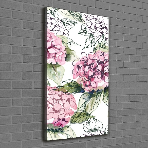 Verticaal schilderij op canvas Hortensia