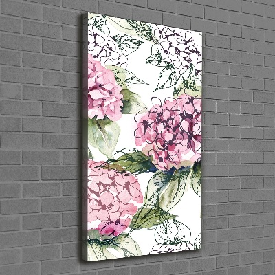 Verticaal schilderij op canvas Hortensia